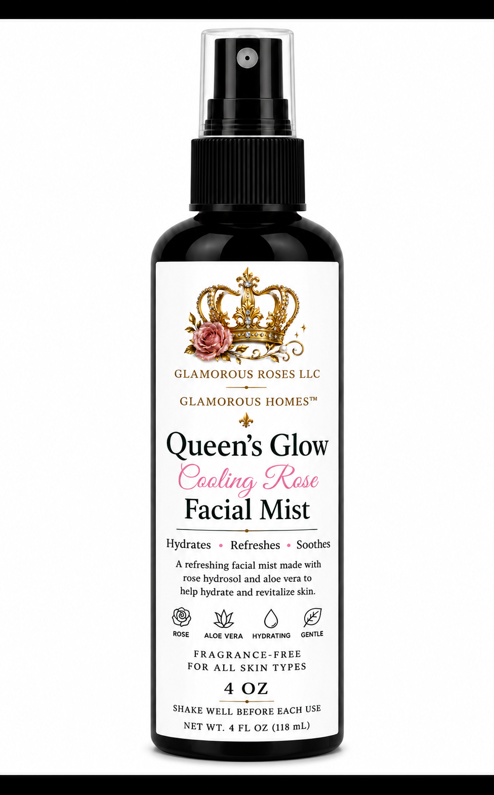 Queen’s Glow Cooling Rose Facial Mist | Luxury Facial Mist