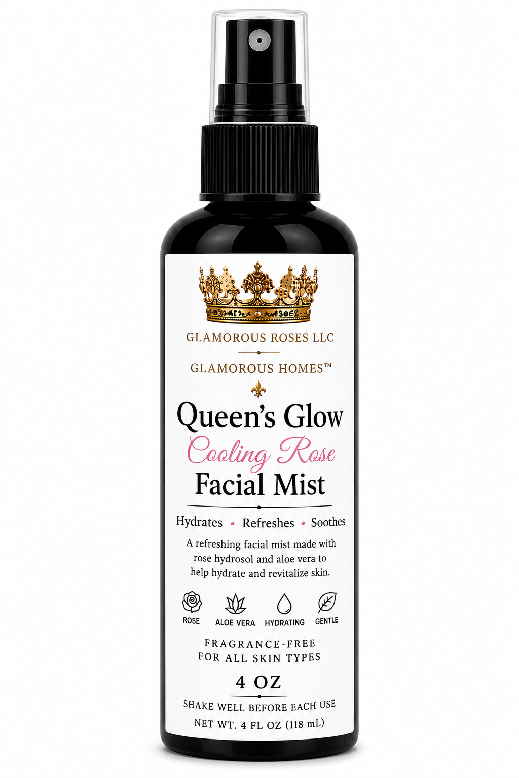 Queen’s Glow Cooling Rose Facial Mist | Luxury Facial Mist