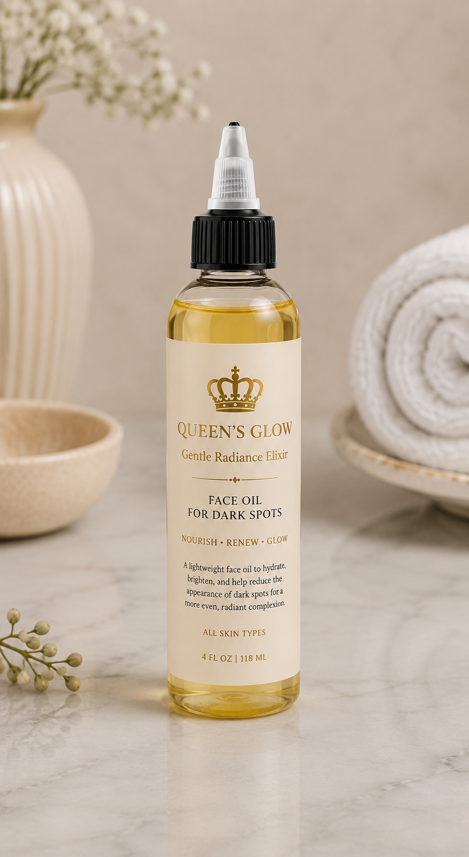 🫅🏽4oz Queen’s Glow Gentle Radiance Elixir Face oil(dark spots)