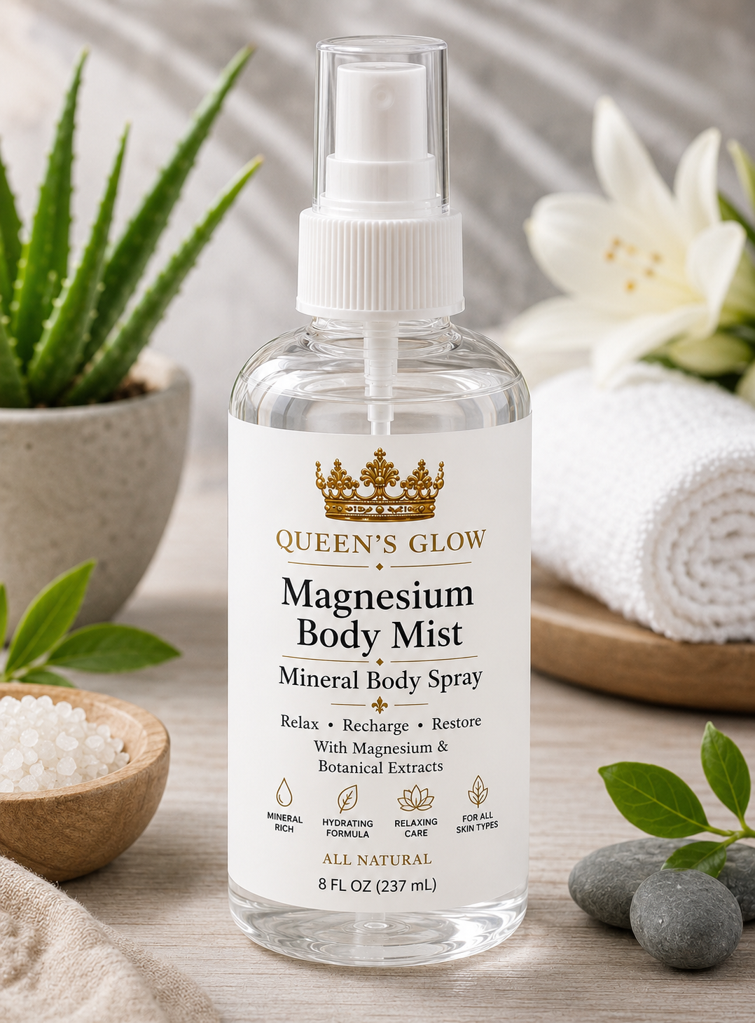 Queen’s Glow Magnesium Body Mist | Mineral Body Spray