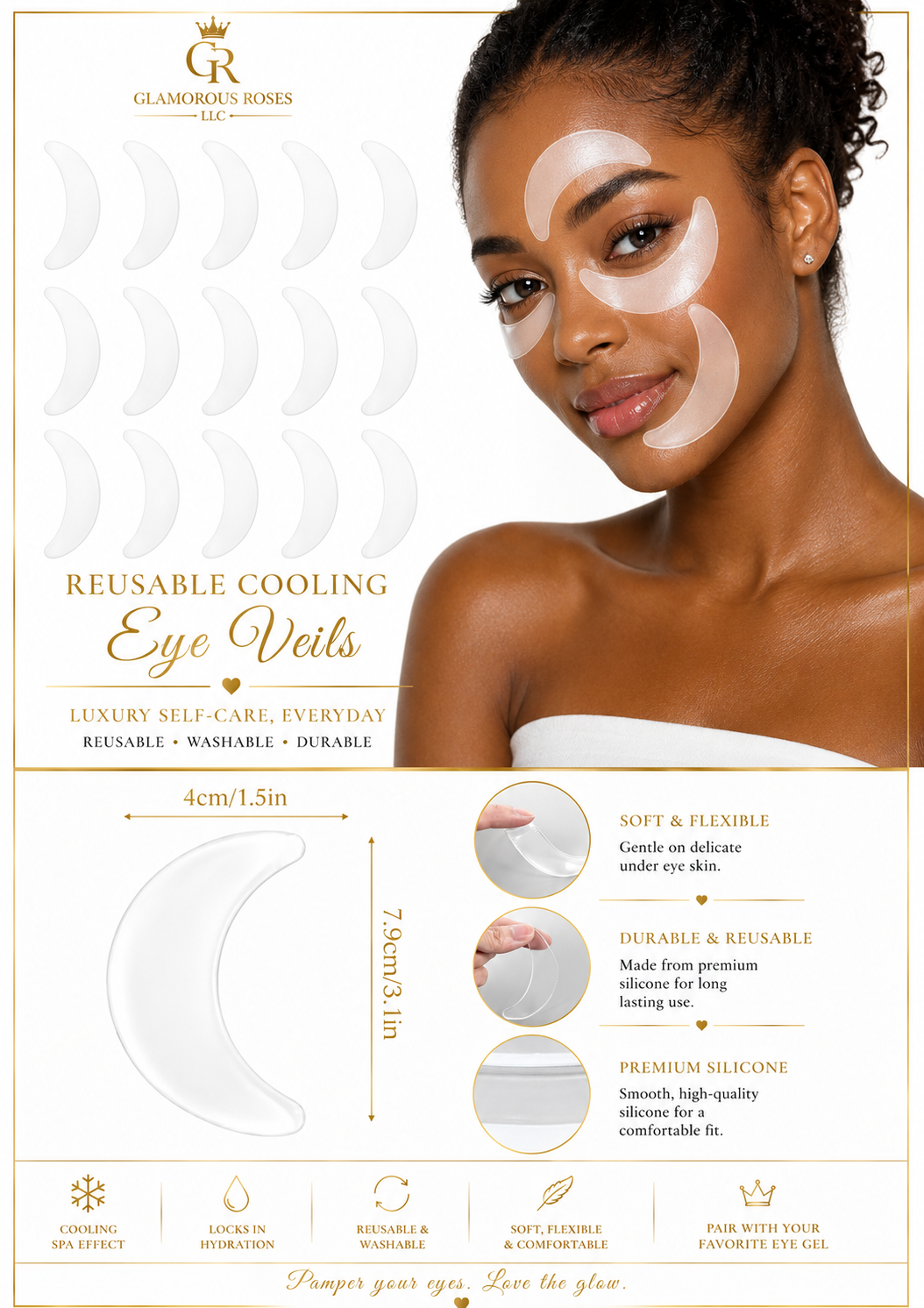 Queen’s Glow Reusable Cooling Eye Veils