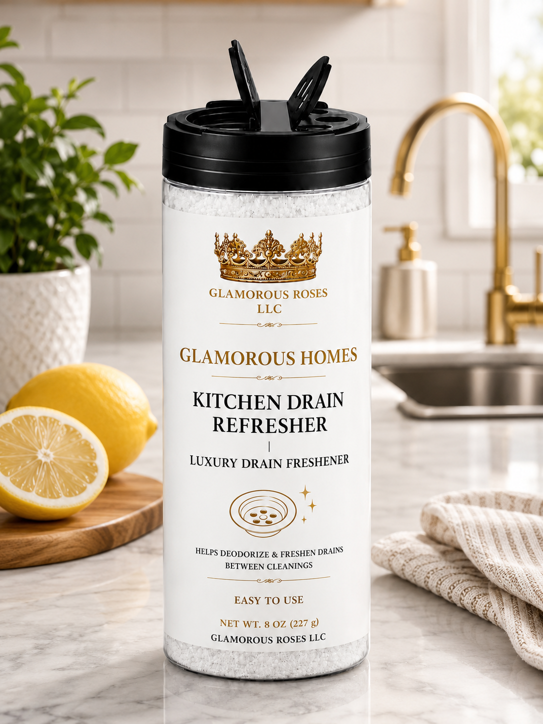 Glamorous Homes Kitchen Drain Refresher | Luxury Drain Freshener