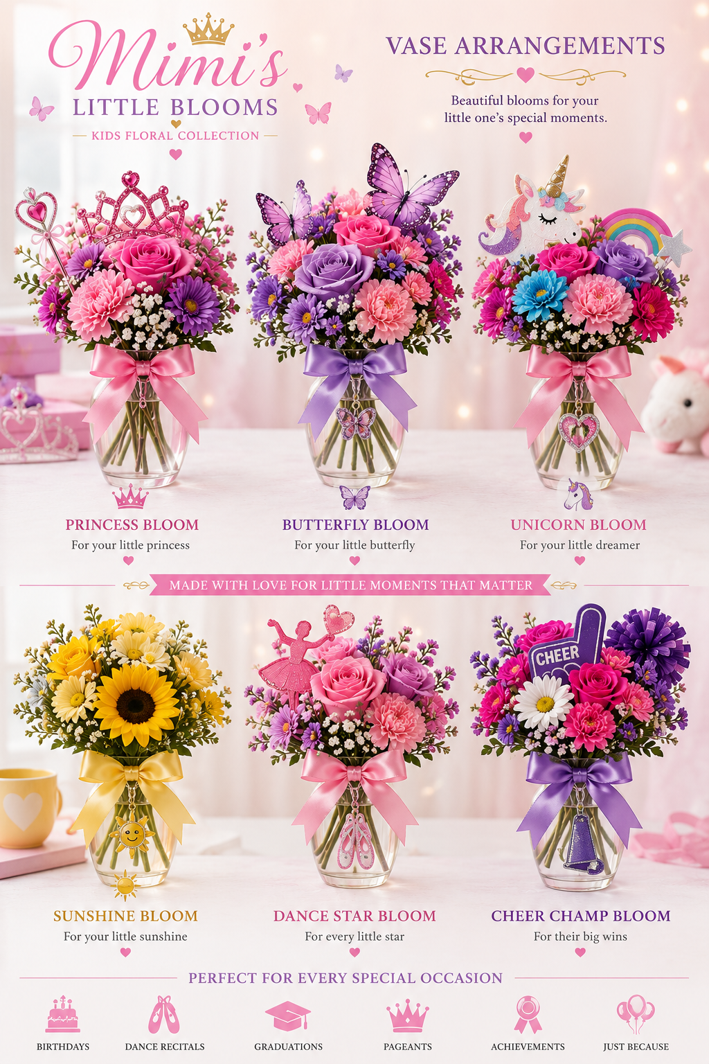 🌸 Rayna’s Little Blooms Mixed Floral Collection Mixed Floral Arrangements for Kids/ Portfolio & Custom Order