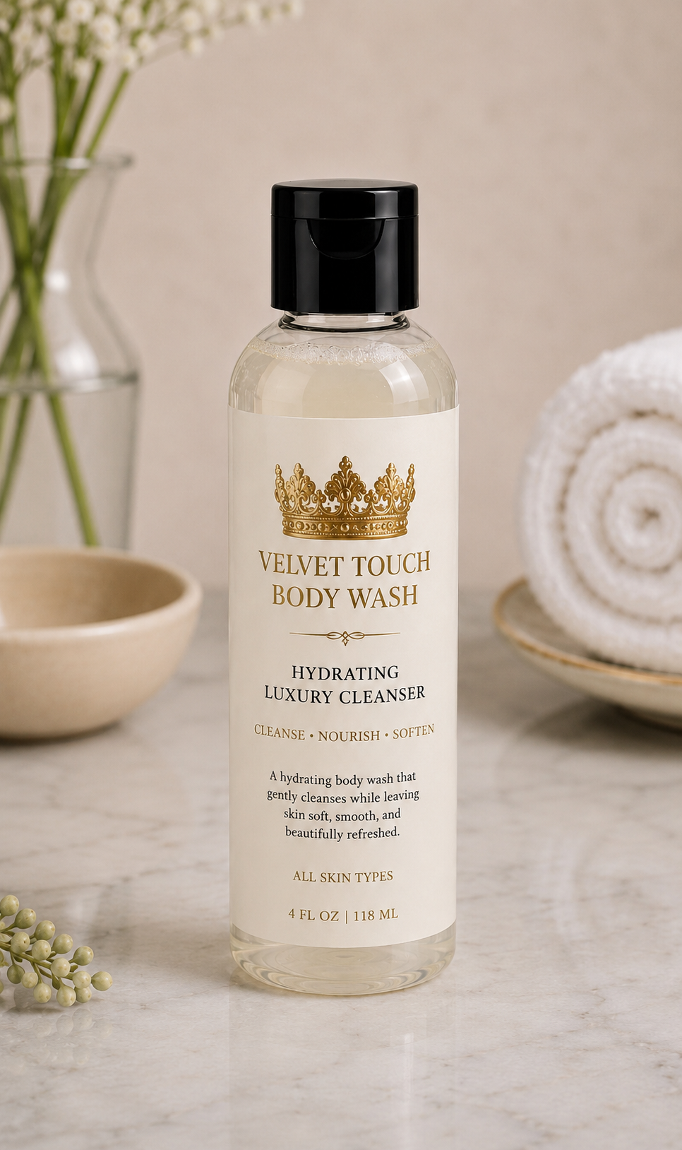 🫅🏽 Velvet Touch Body Wash – 4 oz | Hydrating Luxury Cleanser