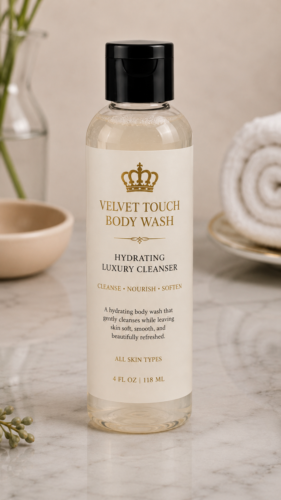 🫅🏽 Velvet Touch Body Wash – 4 oz | Hydrating Luxury Cleanser