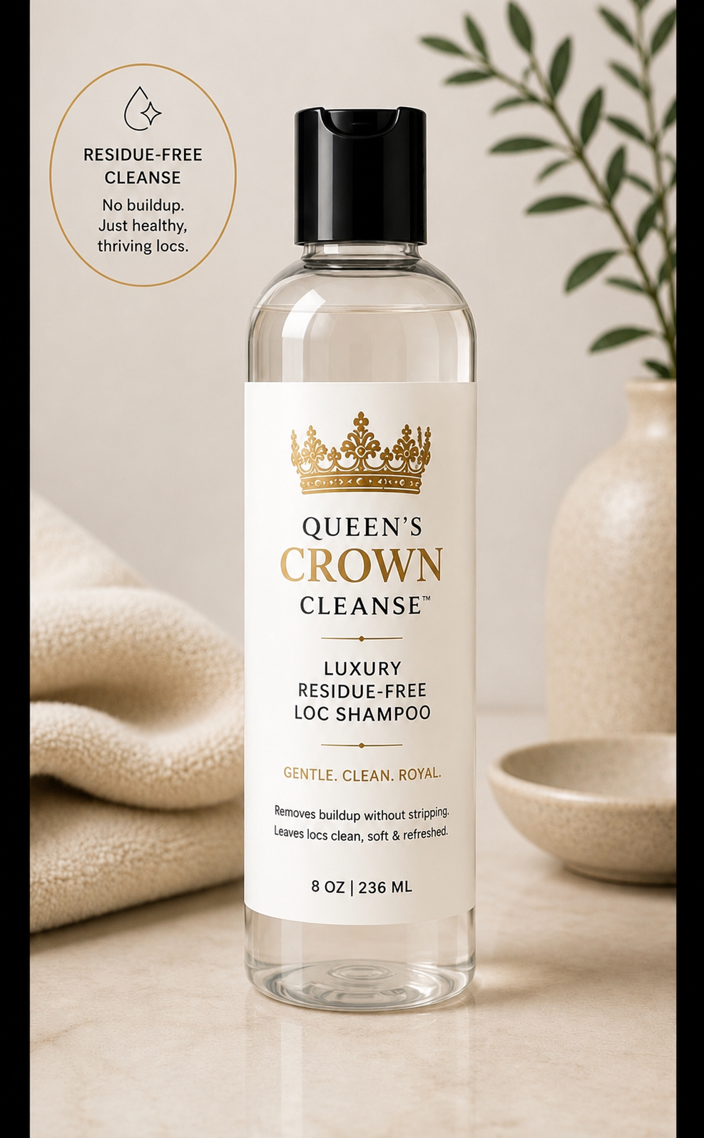 🧴 Queen’s Crown Cleanse Luxury Residue-Free Loc Shampoo