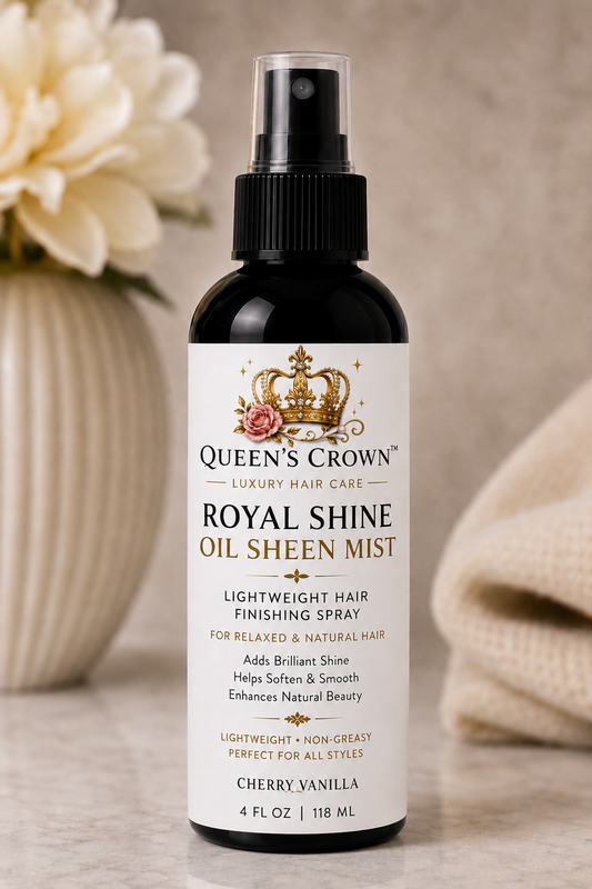 Queen’s Crown Royal Shine Oil Sheen Mist | Lightweight Hair Finishing Spray