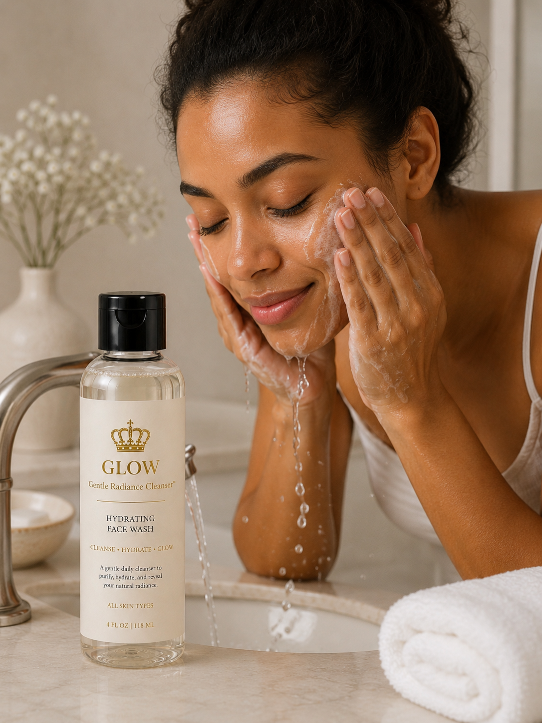 👑4oz Glow Gentle Radiance Cleanser | Hydrating Face Wash for Sensitive Skin