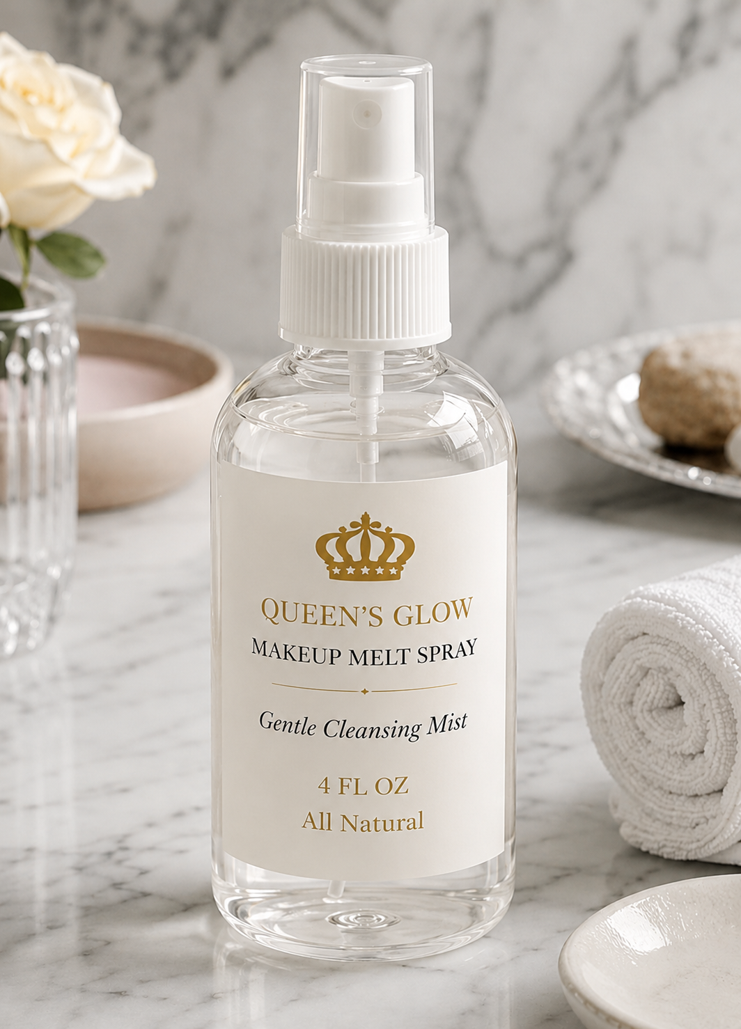4 oz Queen’s Glow Makeup Melt Spray – Gentle Cleansing Mist