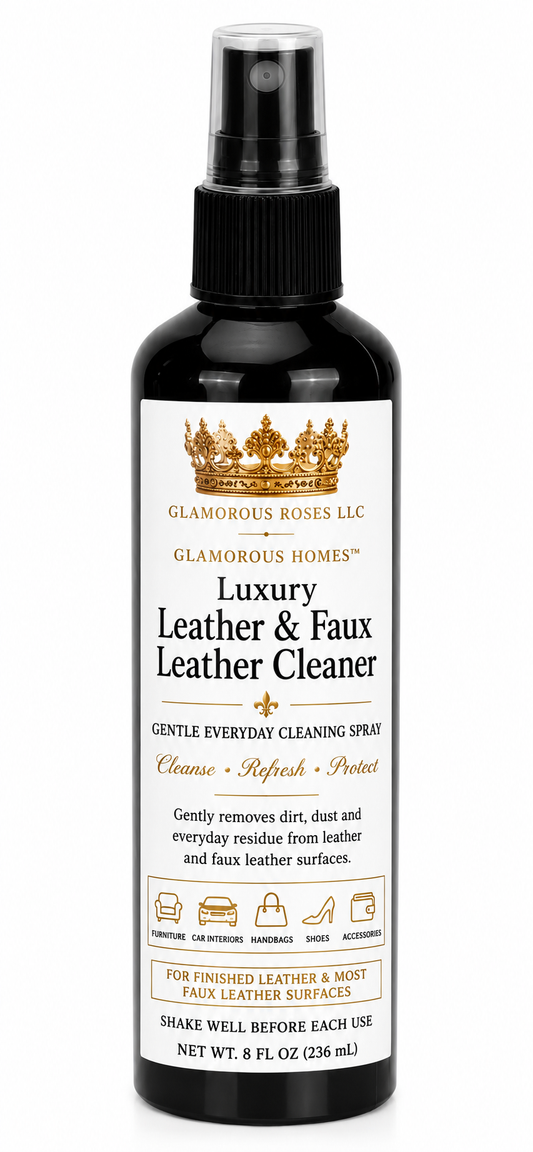 Glamorous Homes Luxury Leather & Faux Leather Cleaner | Gentle Everyday Cleaning Spray