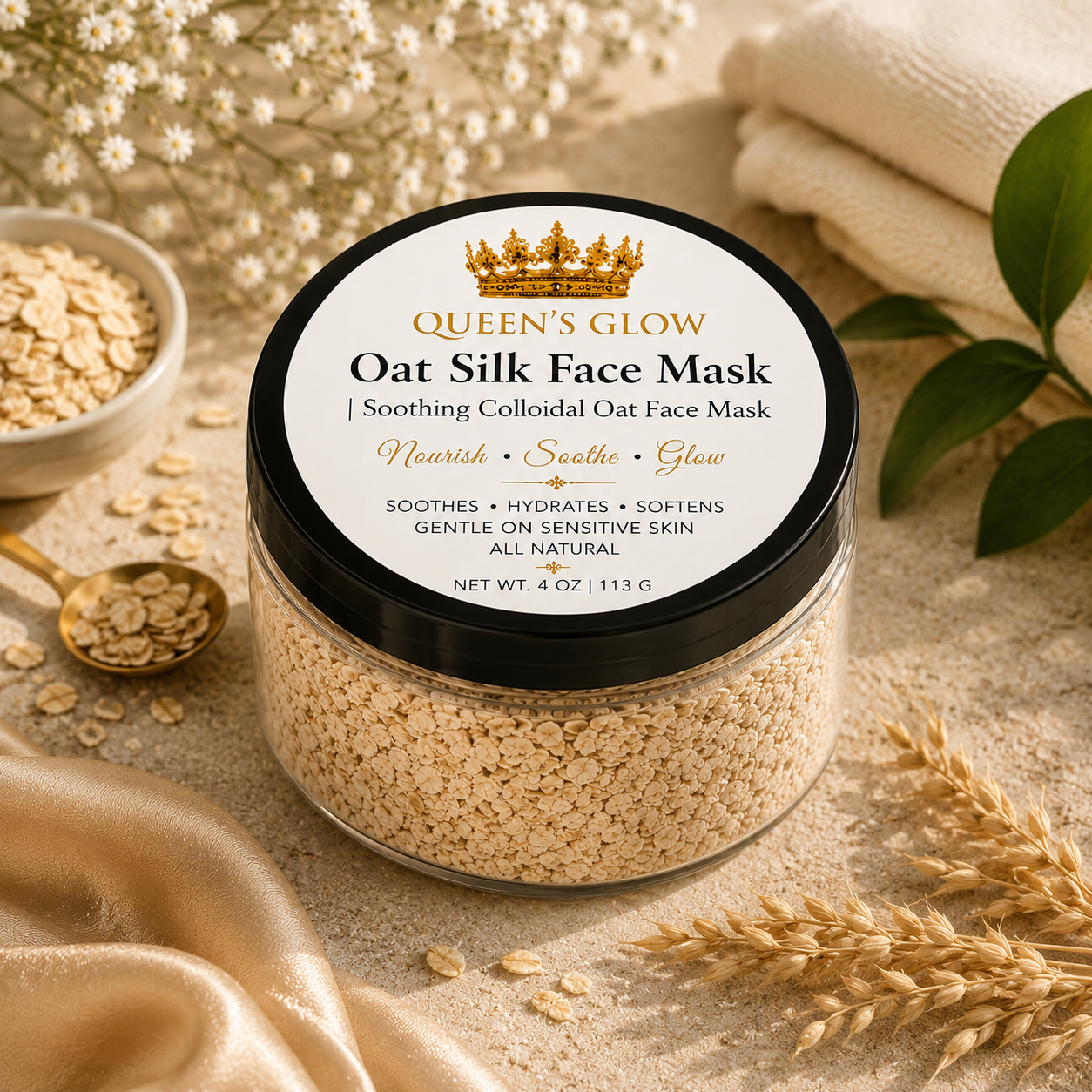 Queen’s Glow Oat Silk Face Mask | Soothing Colloidal Oat Face Mask