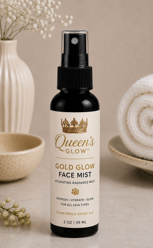 Queen’s Glow Gold Glow Face Mist | Hydrating Glow Facial Mist 2 oz