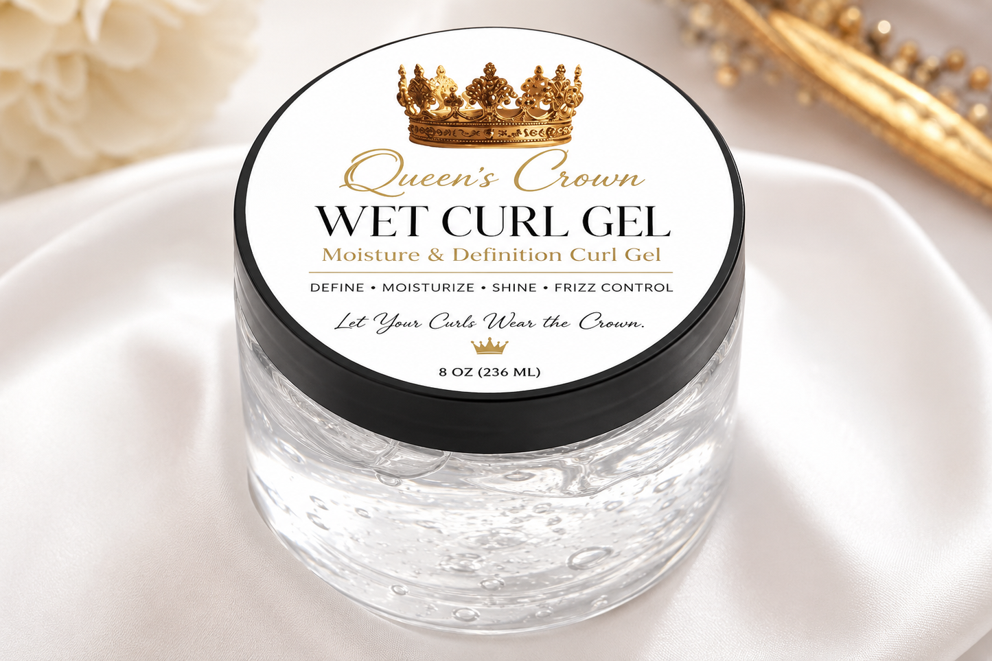 Queen’s Crown Wet Curl Gel| Moisture & Definition Curl Gel

Let Your Curls Wear the Crown.